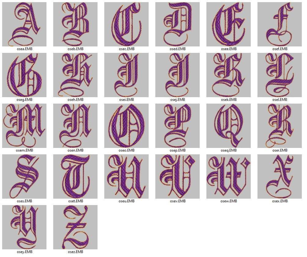 Gothic Script Alphabet Embroidery Pack – Complete A-Z Monogram Collection - Image 2