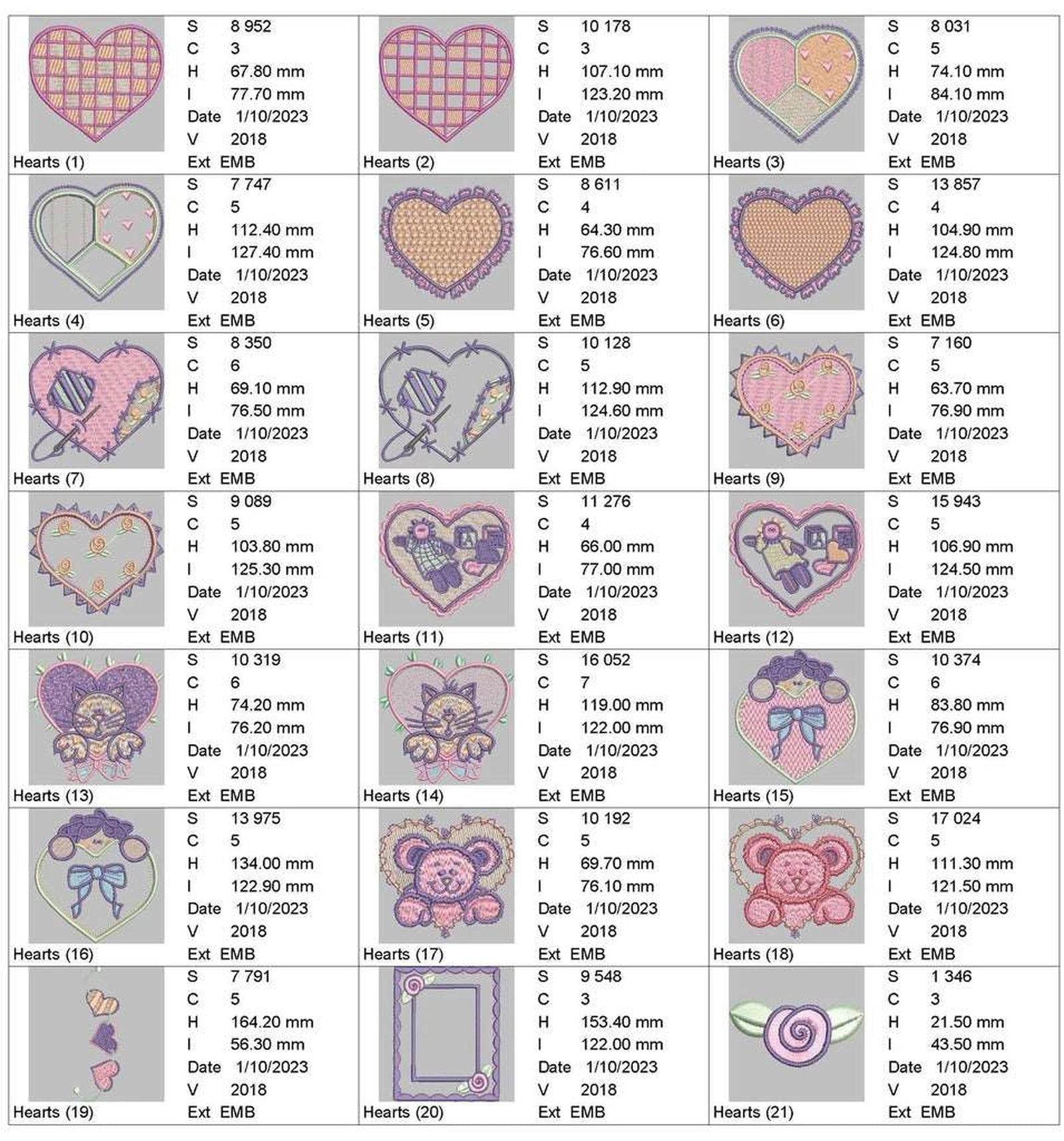 Heart Appliques: Embroidery Design Pack - Image 5