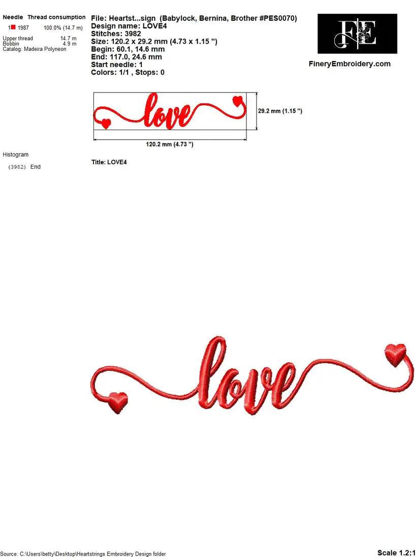 Heartstrings Embroidery Design - Image 3