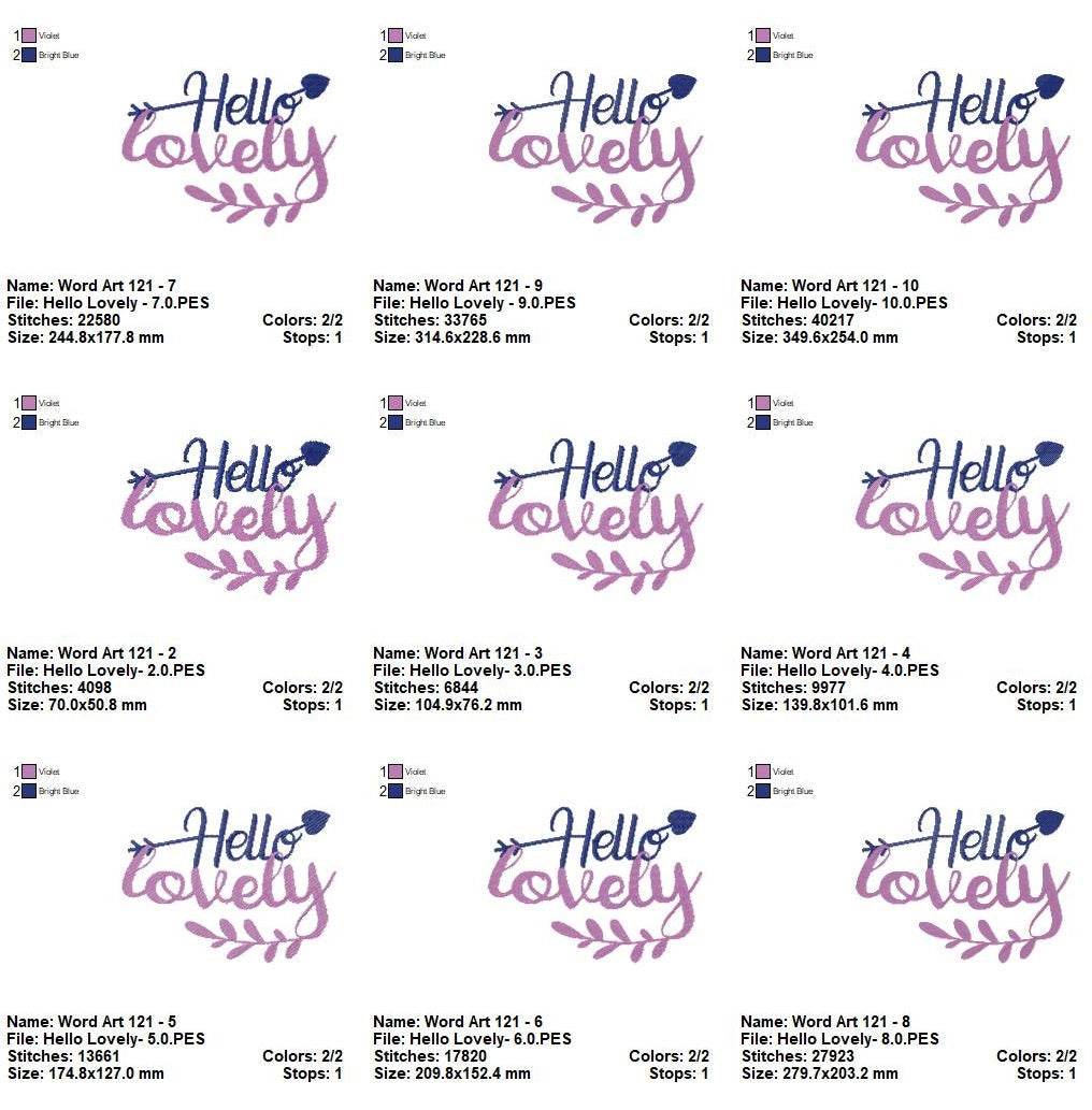Hello Lovely - Valentine's Embroidery Design - Image 2