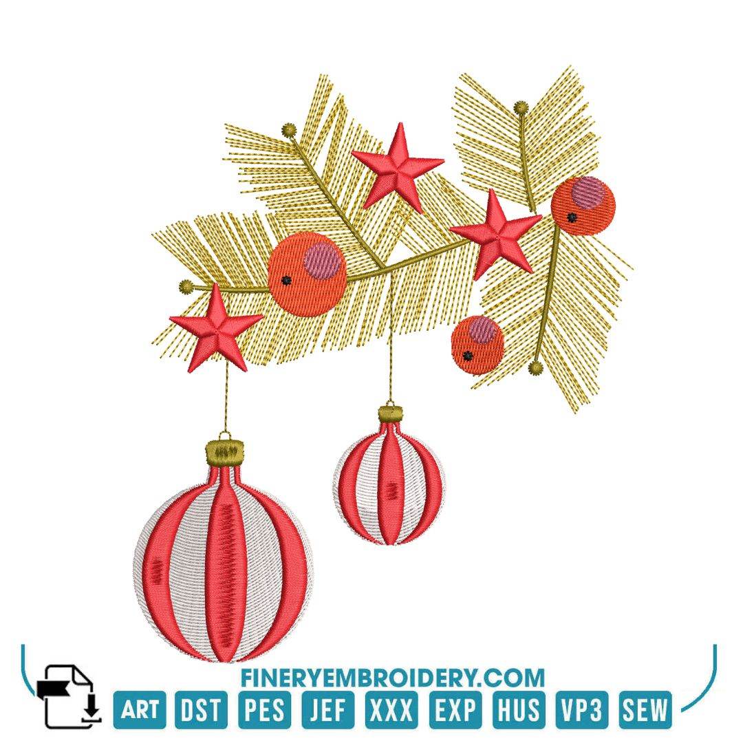 Holiday Decorations Embroidery Design Pack – 12 Festive designs - 3 Sizes - Image 8