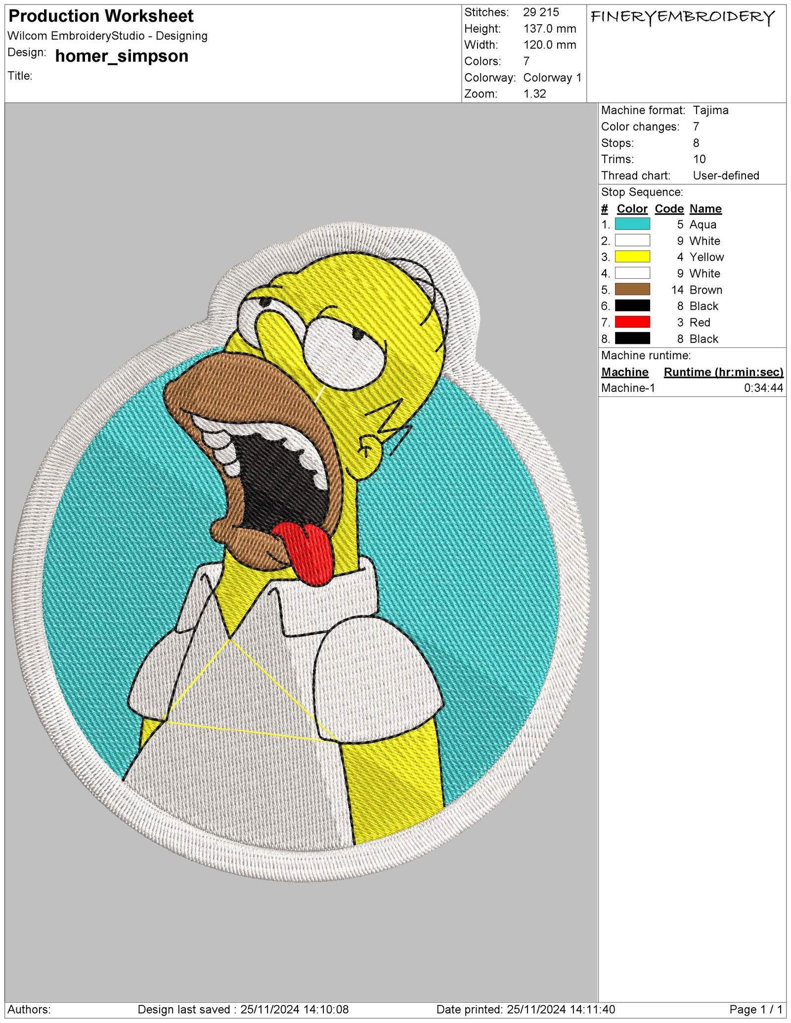 Homer Simpson Embroidery Design – Fun and Iconic! - Image 2
