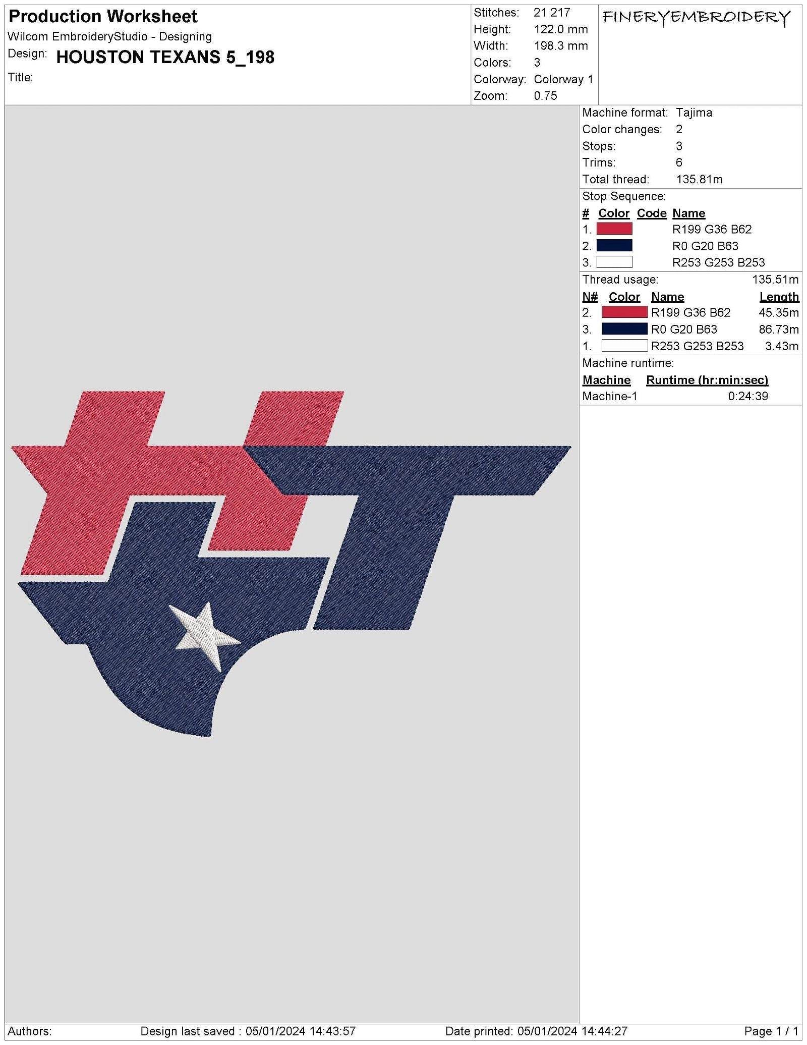 Houston Texans 5 : Embroidery Design - Image 3
