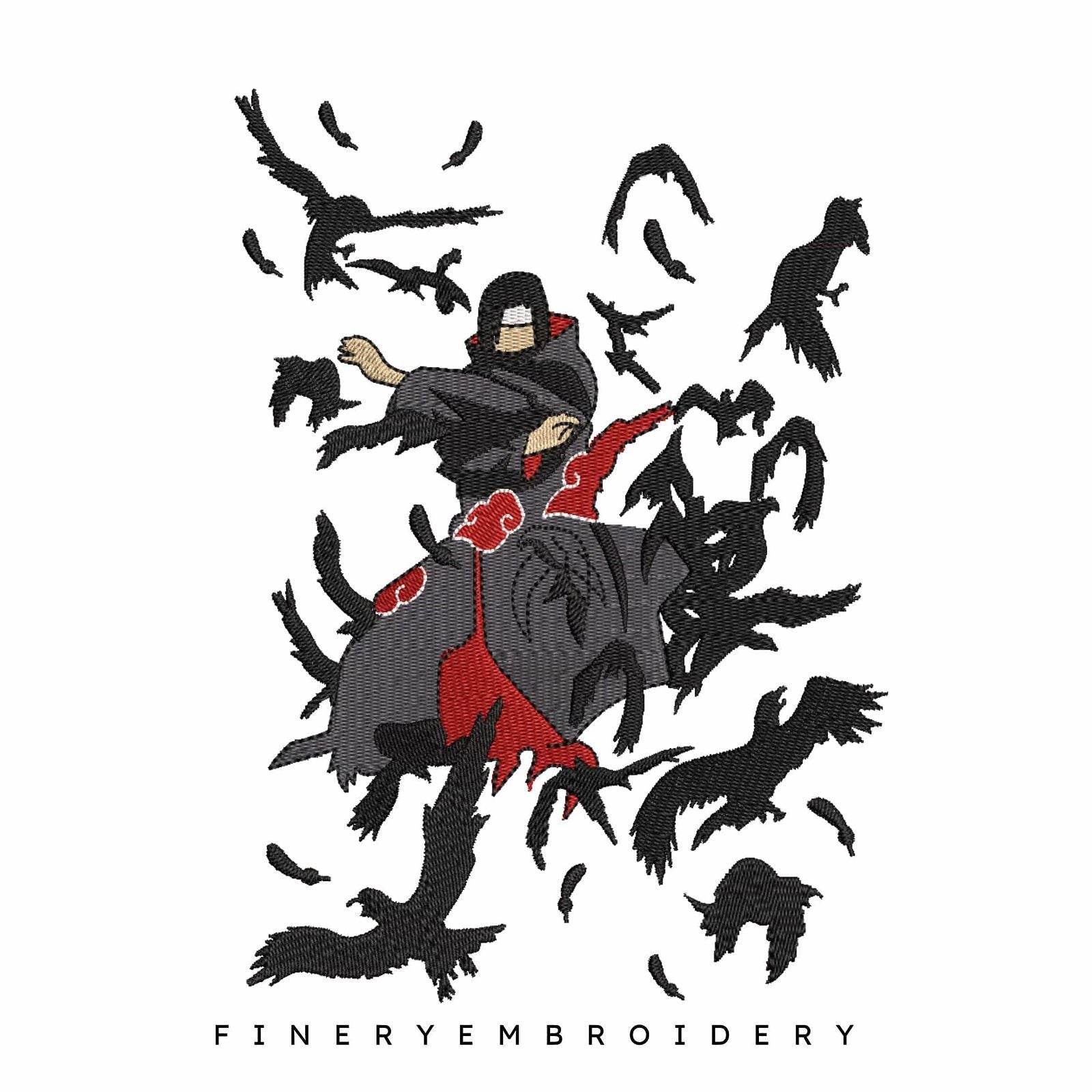 Itachi Naruto with birds - Animé  - Embroidery Design - Image 2