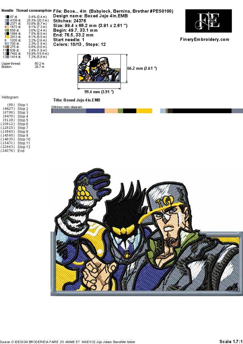 JoJo Embroidery Design – Jotaro and Star Platinum’s Unbreakable Bond - Image 2