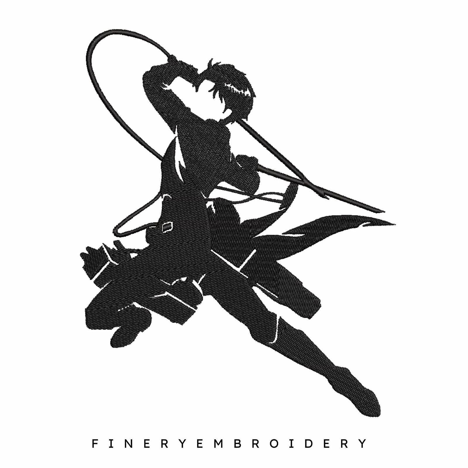 Levi Ackerman Black - Attack on Titan - Animé  - Embroidery Design - Image 2