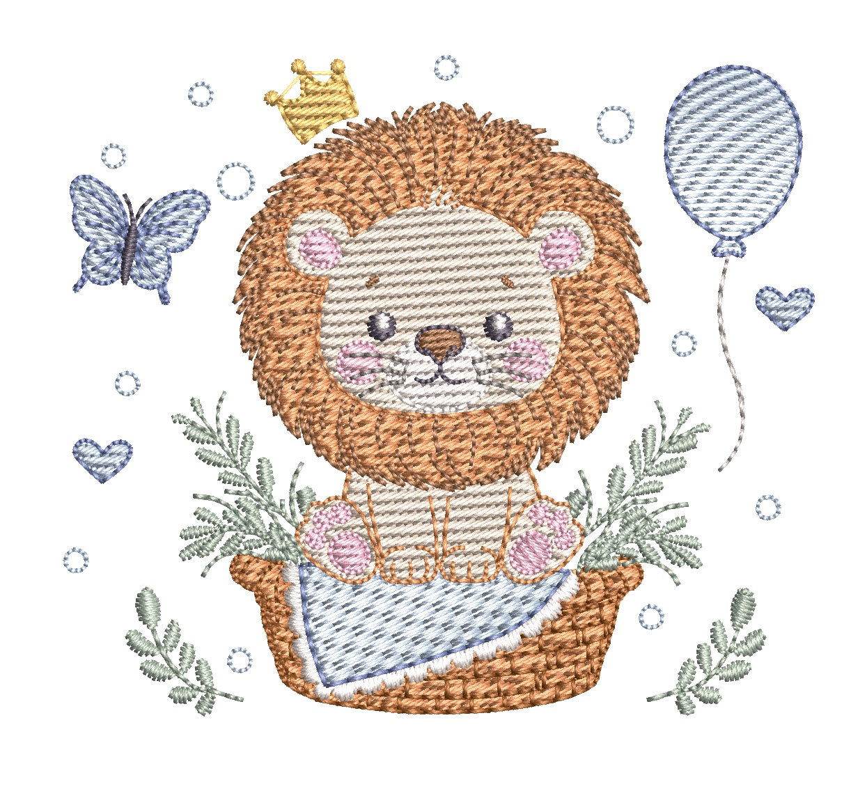 Lion in basket embroidery design  – 7 Sizes - Image 2