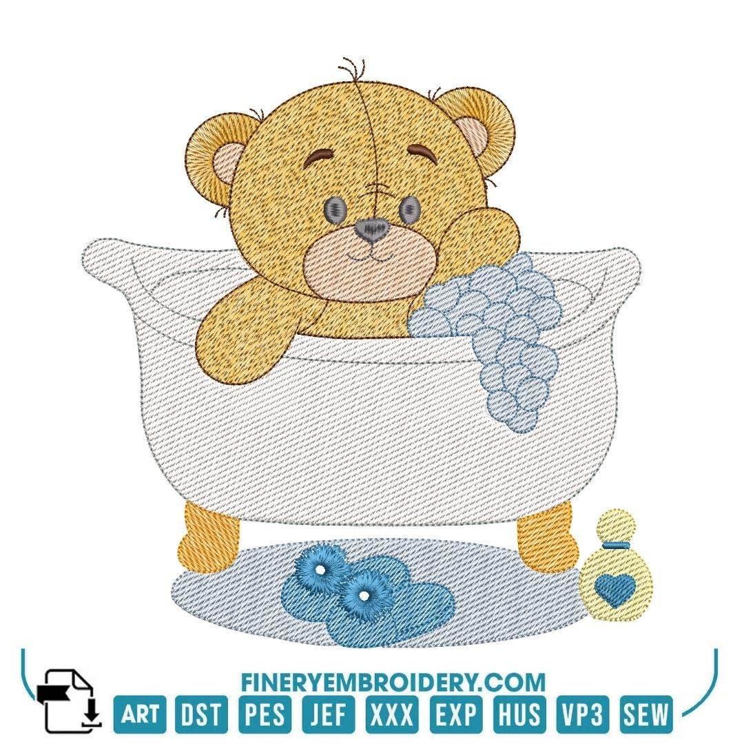 Little Bear takes his bath Pack 3 designs - Embroidery designs - Image 4