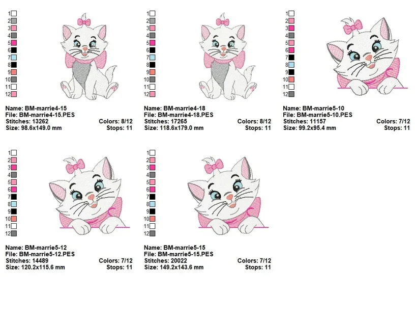 Marie Aristocats Embroidery Design Pack for Disney-Inspired Projects - Image 3