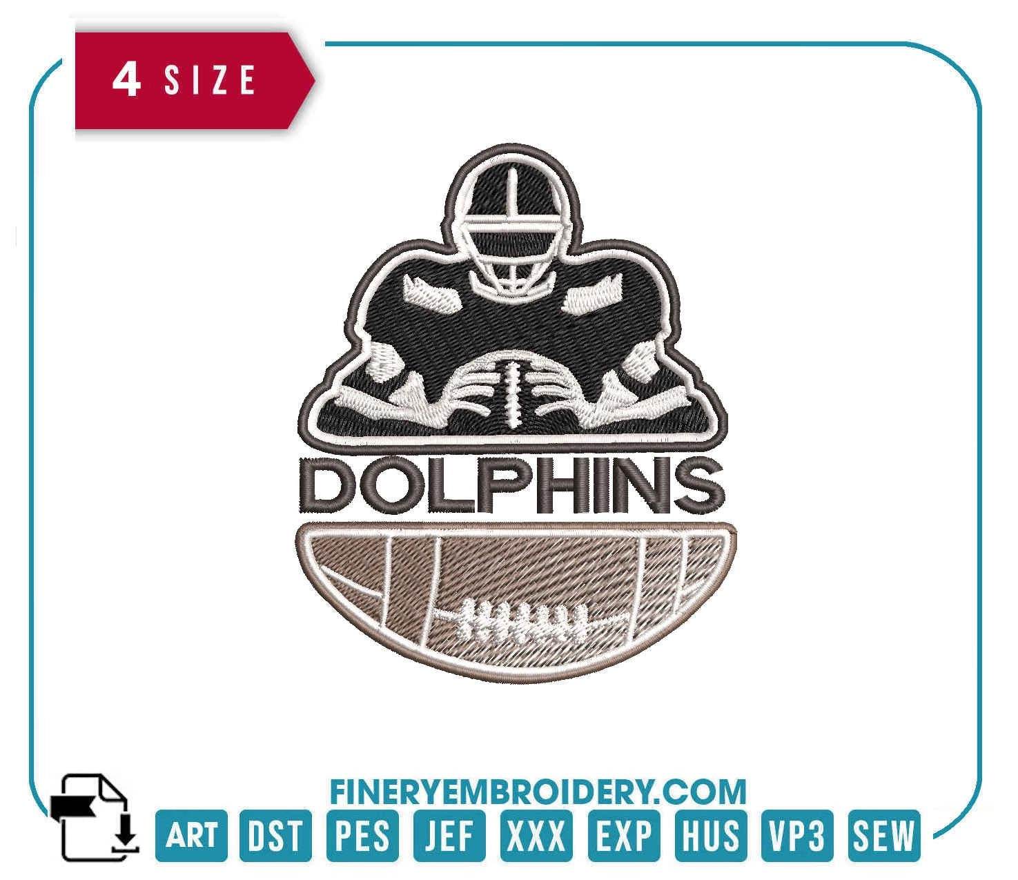 Miami Dolphins Team Player : Embroidery Design