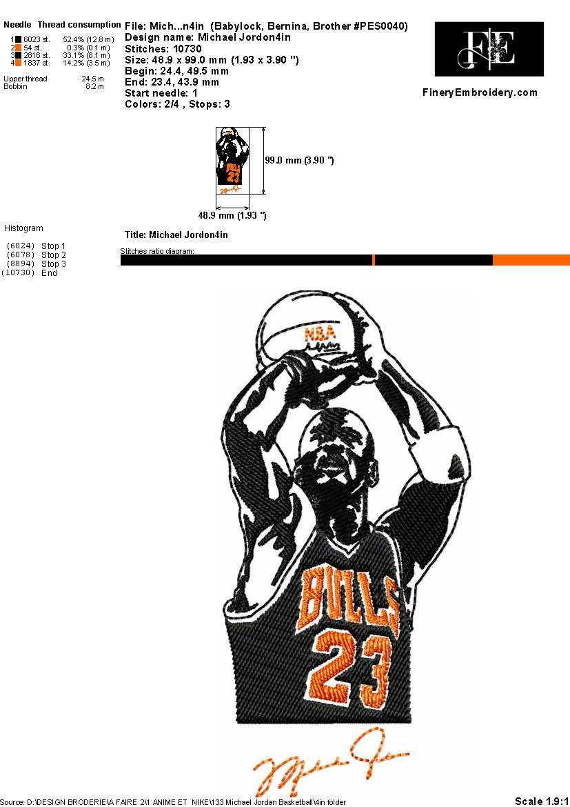 Michael Jordan - Basketball Legend Embroidery Design – Iconic Jump Shot - Image 2