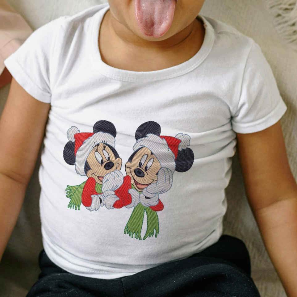 Mickey and Minnie Christmas Embroidery Design – Festive Holiday Duo - Image 2
