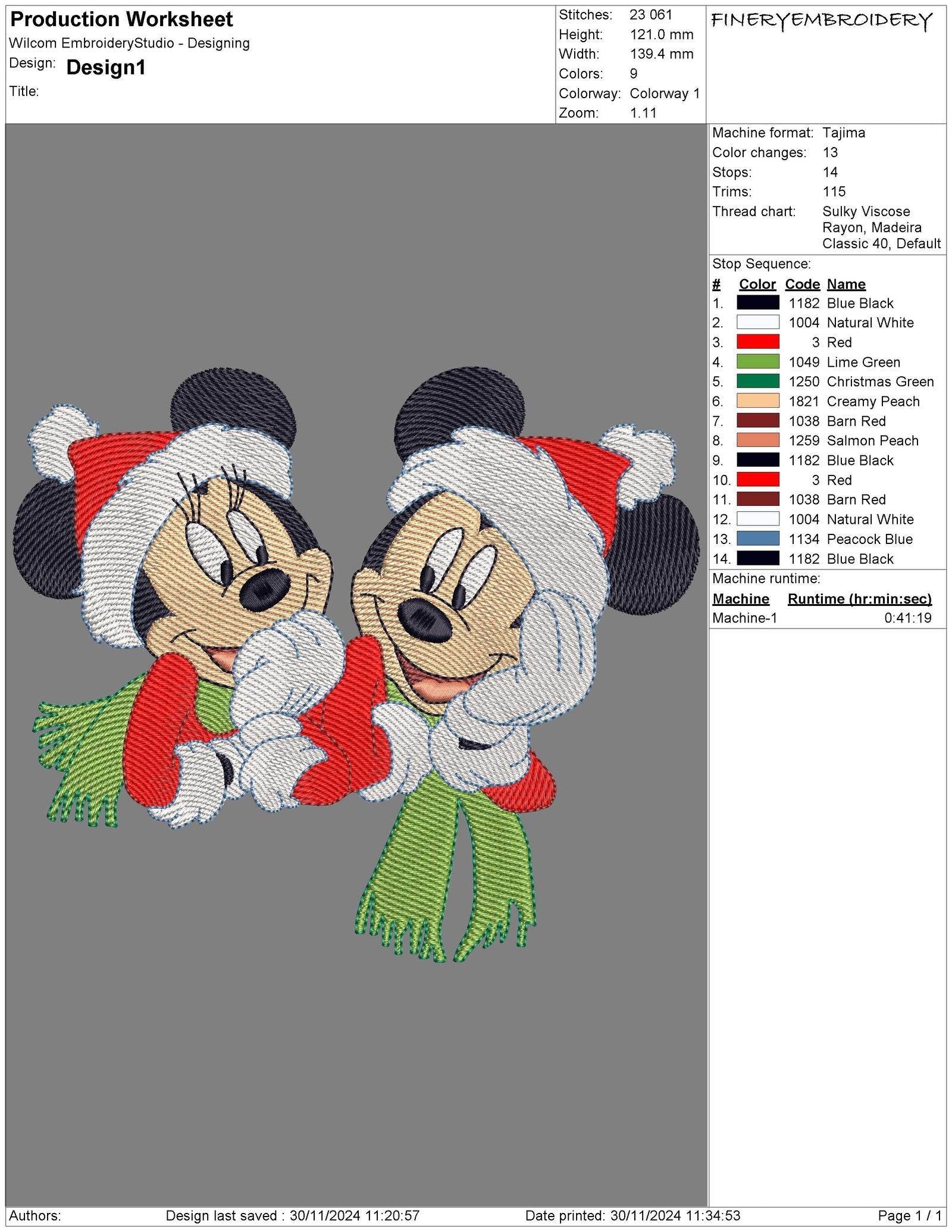Mickey and Minnie Christmas Embroidery Design – Festive Holiday Duo - Image 3