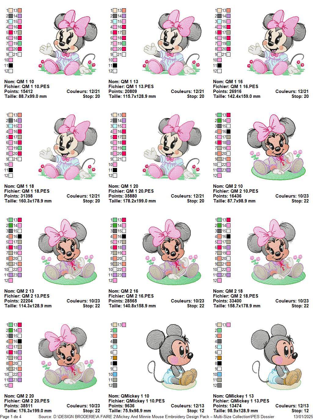 Mickey & Minnie Mouse Embroidery Design Pack – Multi-Size Collection - Image 2