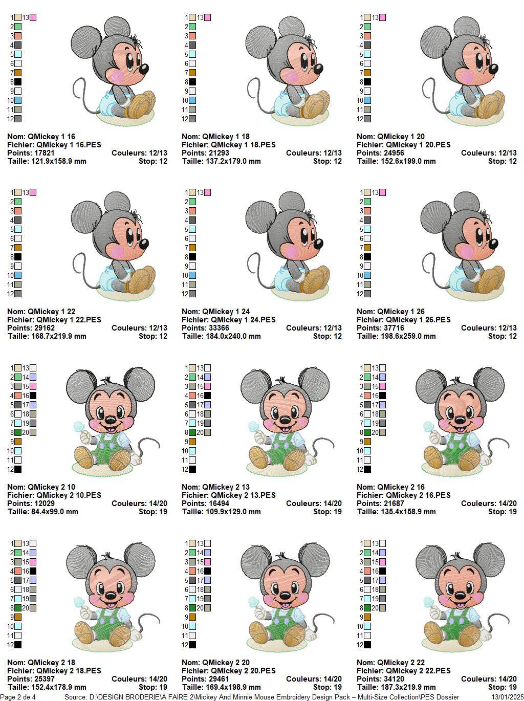 Mickey & Minnie Mouse Embroidery Design Pack – Multi-Size Collection - Image 3