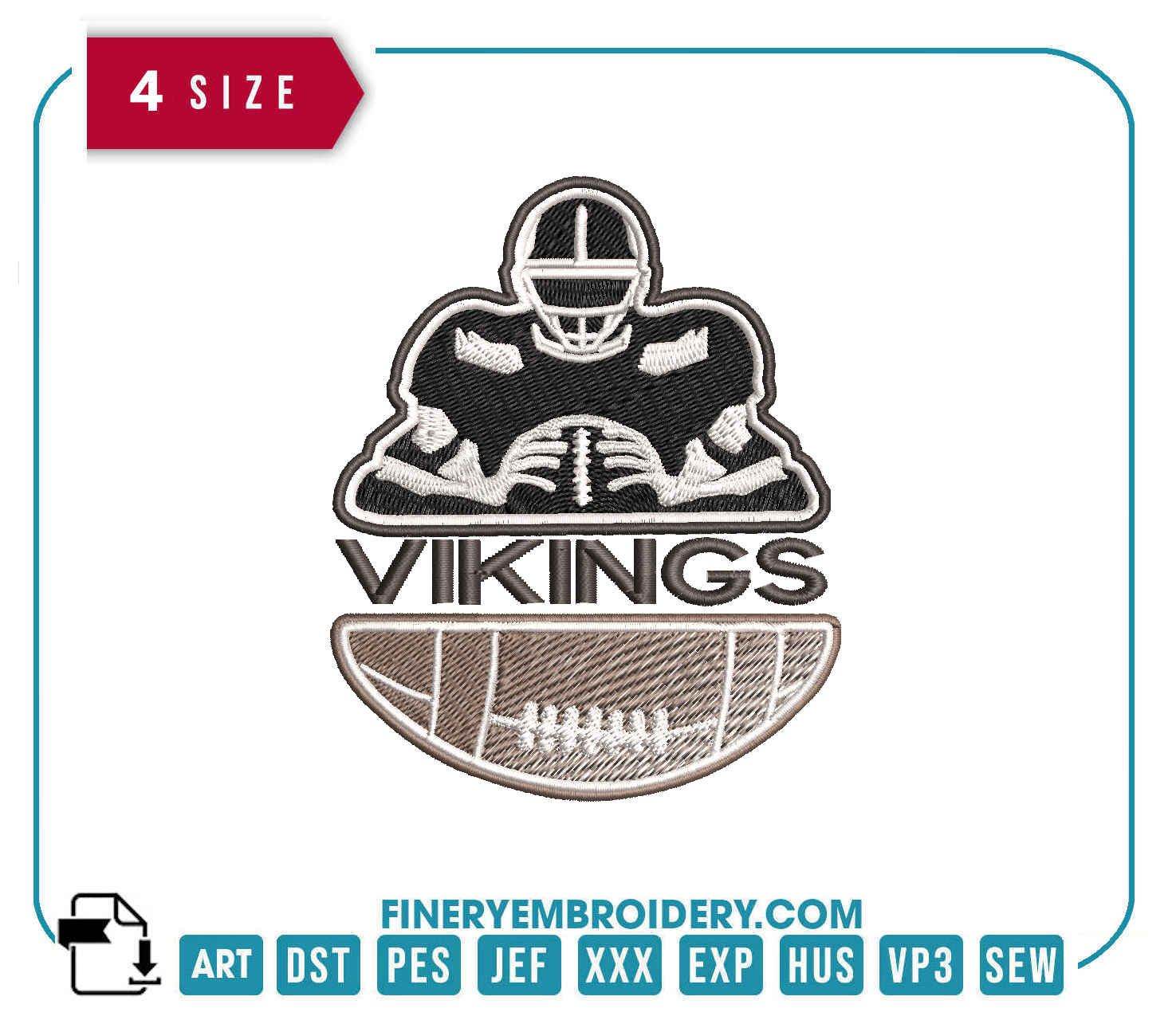 Minnesota Vikings Team Player : Embroidery Design