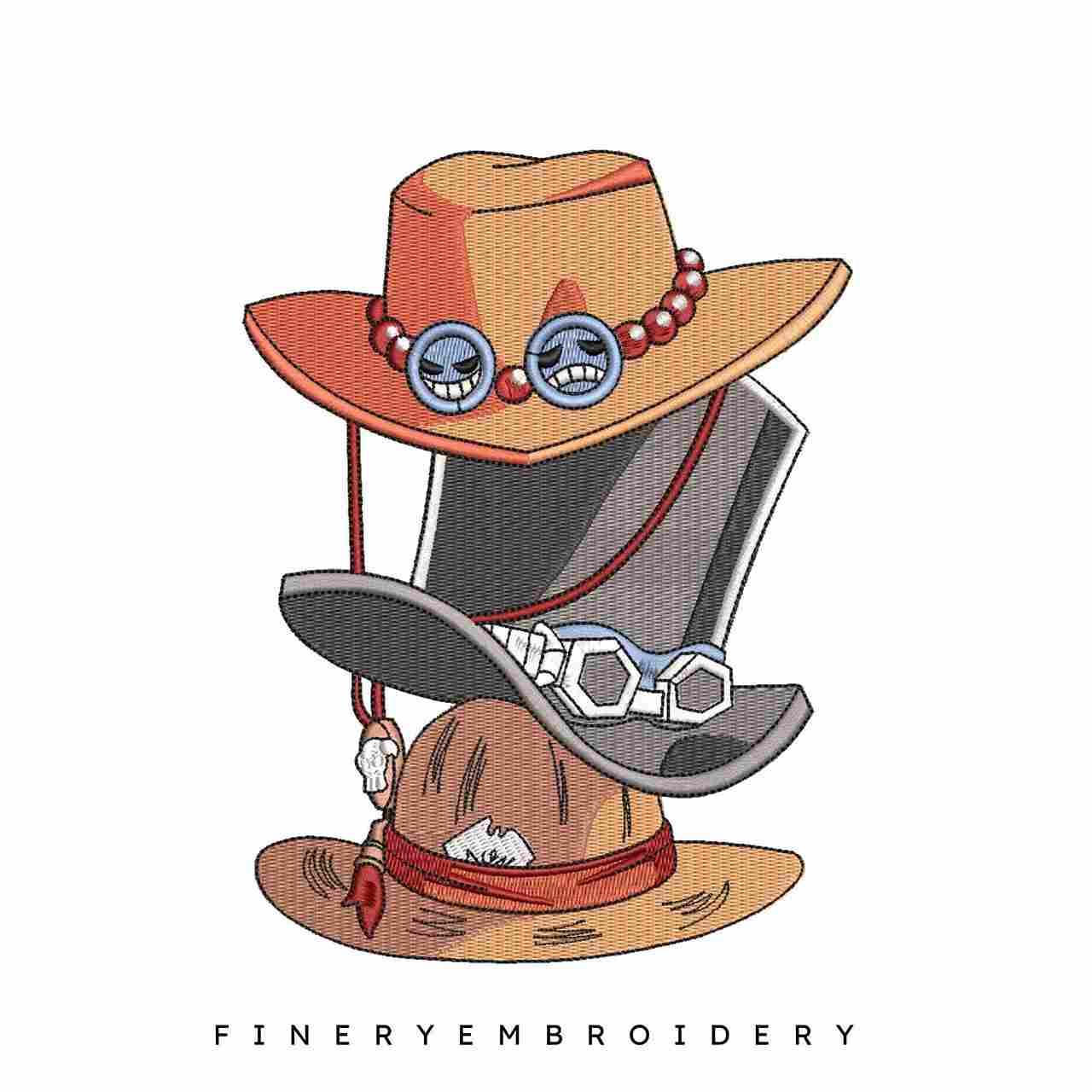 Monkey D. Luffy | One Piece - Ace Sabo Hats - Animé  - Embroidery Design - Image 2