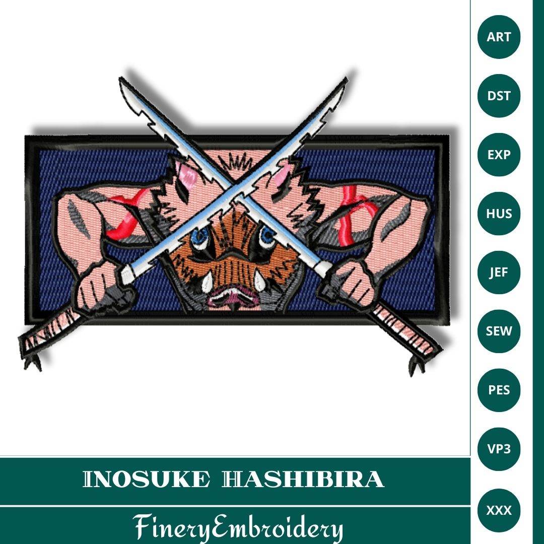 Inosuke Hashibira Embroidery Design – 3 Sizes