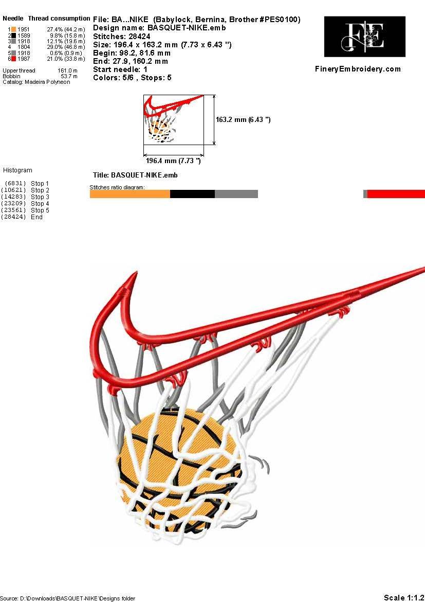 Nike Swoosh Basket Embroidery Design - Image 3