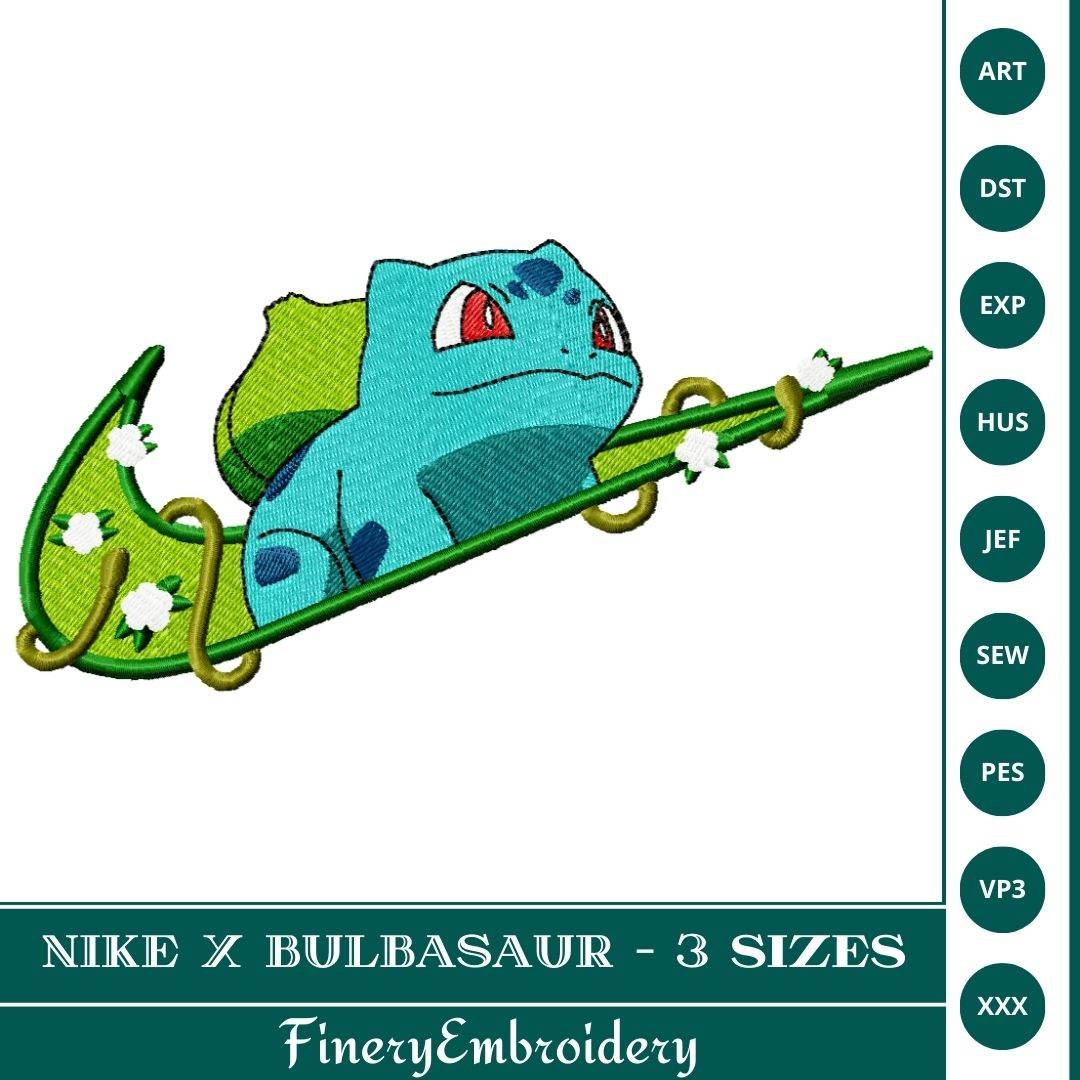 Nike x Bulbasaur Embroidery Design – 3 Sizes