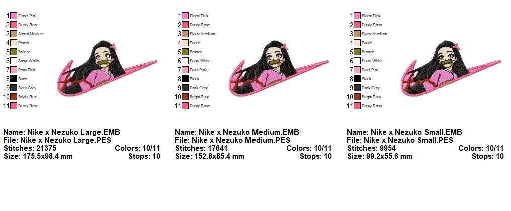 Nike x Nezuko Embroidery Design – 3 Sizes - Image 3