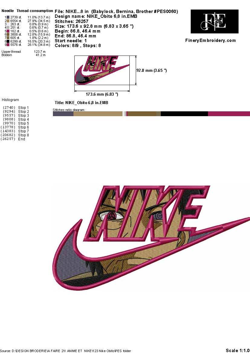 Obito Uchiha Nike Swoosh Embroidery Design – Naruto’s Dark Legacy - Image 2
