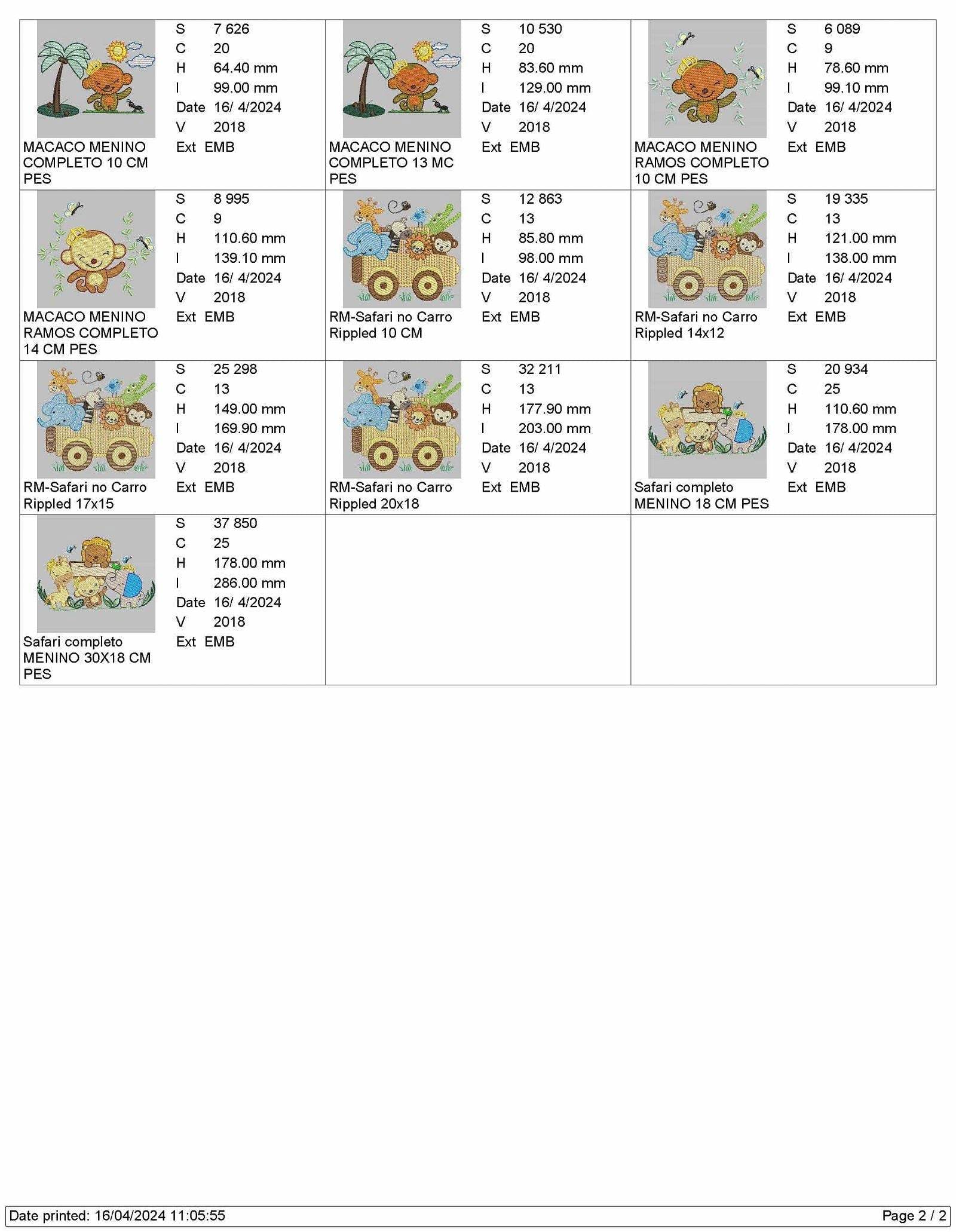Pack - 15 designs Wild animal and safari-themed - Embroidery Designs - Image 6