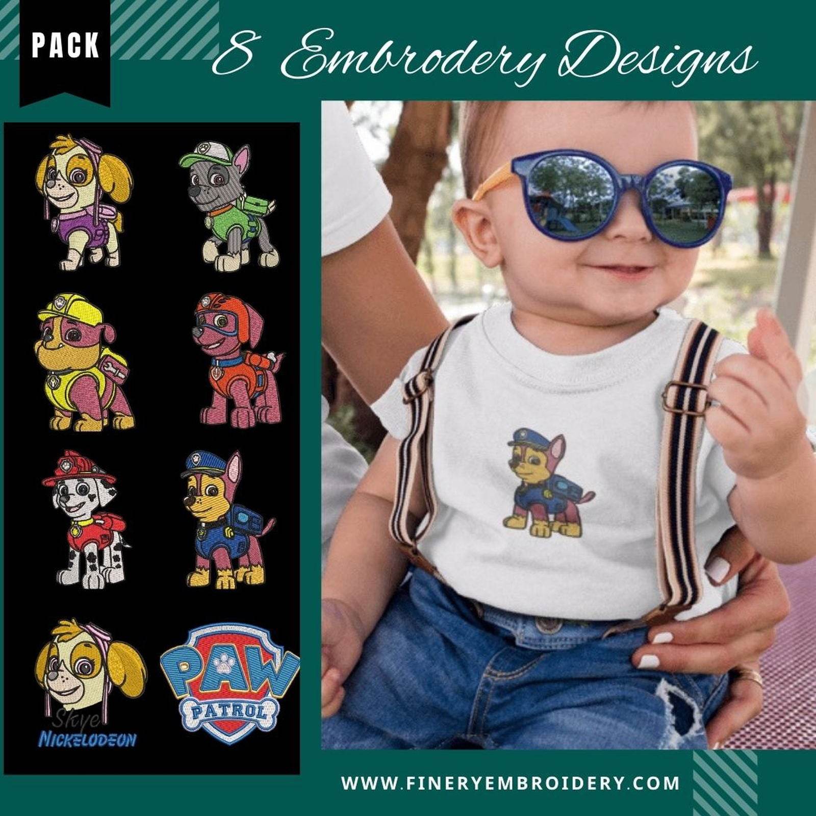 Paw Patrol Inspired Embroidery Designs: Exclusive Pack of 8
