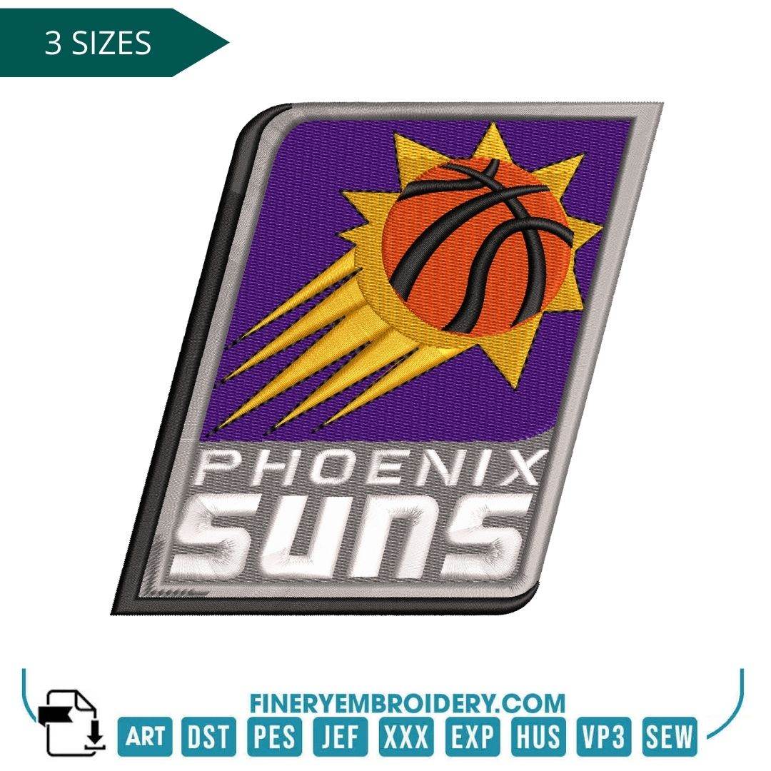 Phoenix Suns Embroidery Design – Radiant Team Logo in 3 Sizes