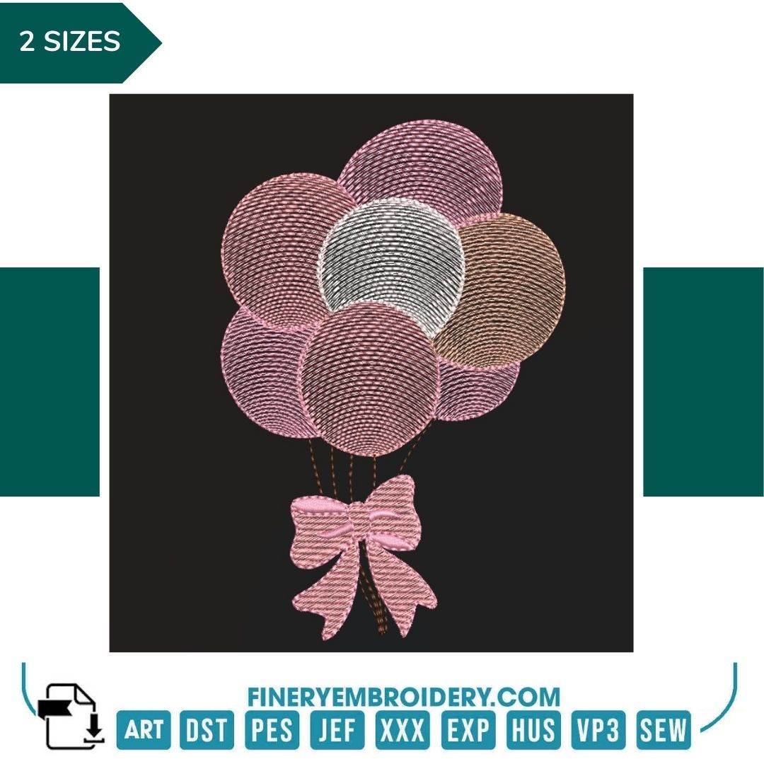 Pink balloons - Embroidery Design
