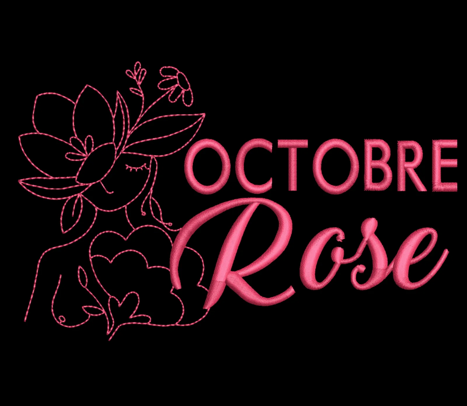 Pink October Embroidery Design Pack – 3 Breast Cancer Awareness Designs - Multiple Languages - Image 4