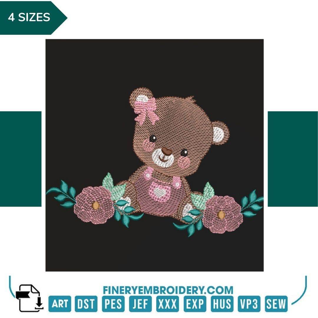 Pink Teddy bear - Embroidery design