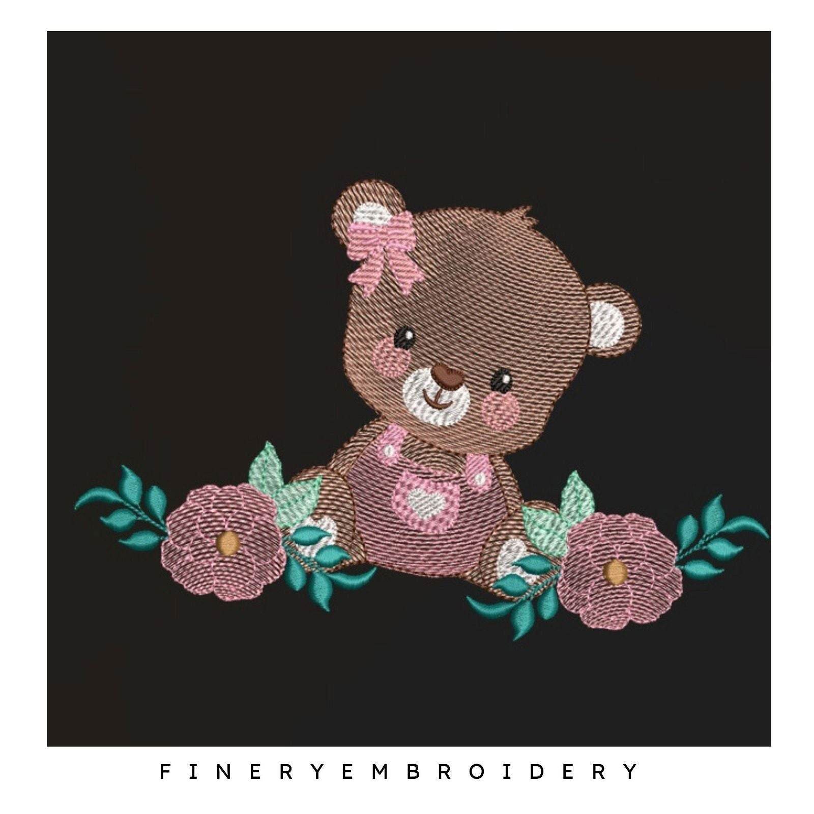 Pink Teddy bear - Embroidery design - Image 2