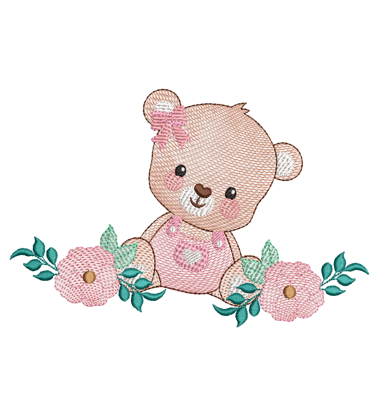 Pink Teddy bear - Embroidery design - Image 3