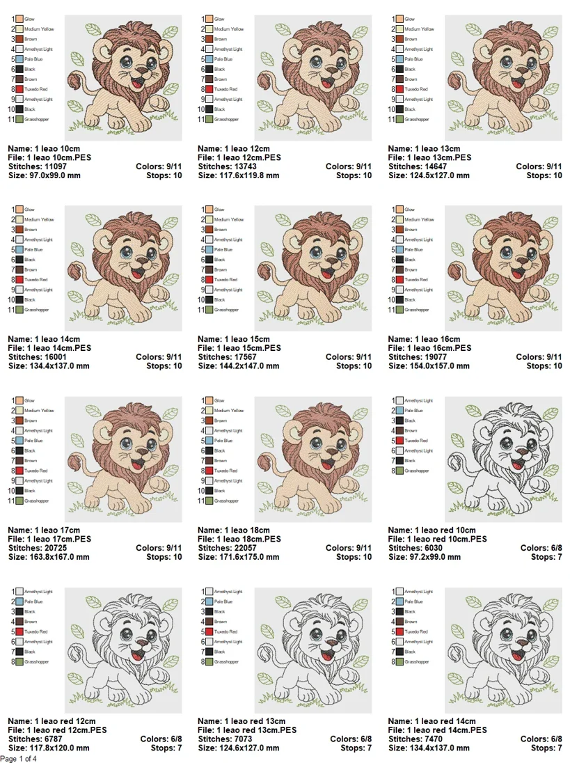 Playful Baby Lion Embroidery Design Pack - Image 2
