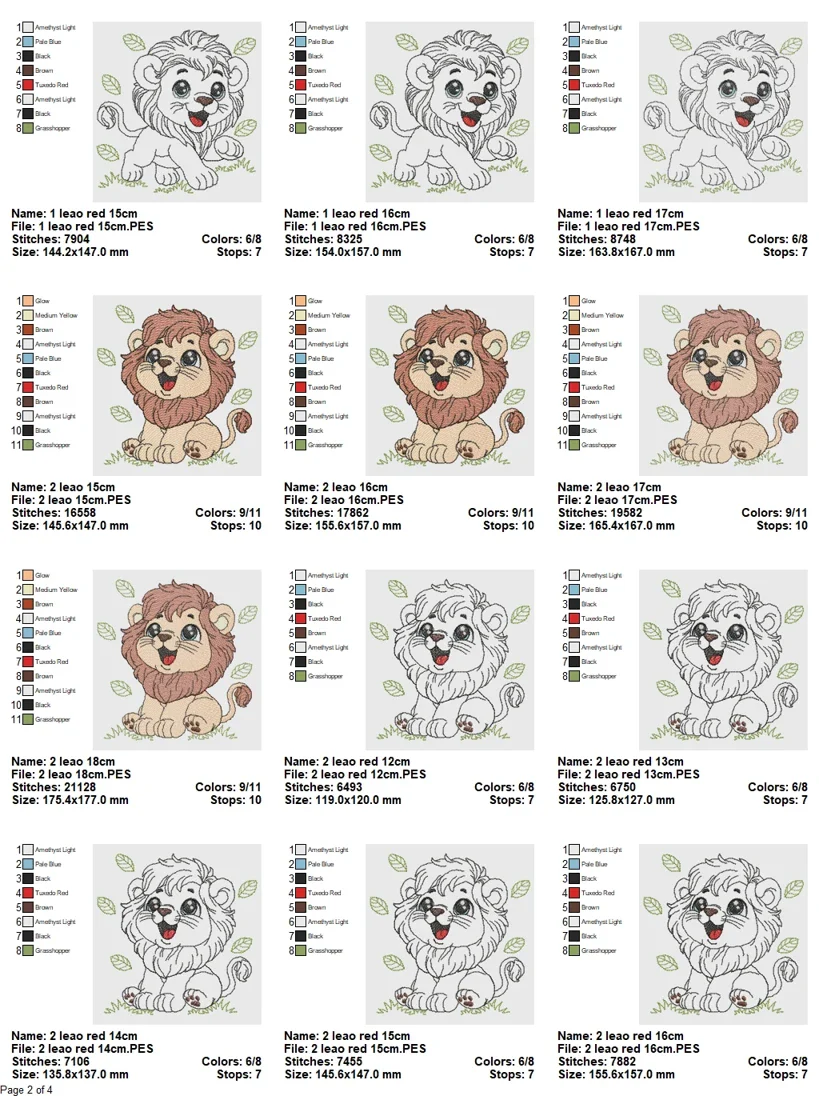 Playful Baby Lion Embroidery Design Pack - Image 3