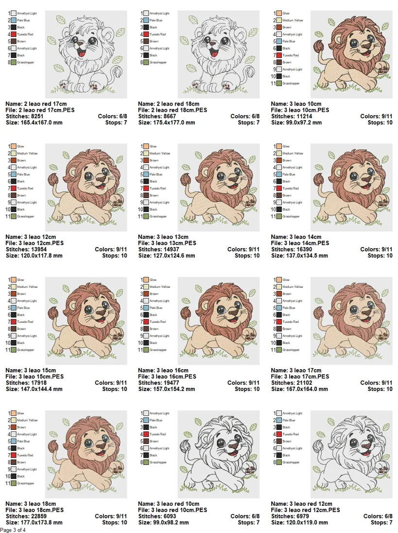 Playful Baby Lion Embroidery Design Pack - Image 4