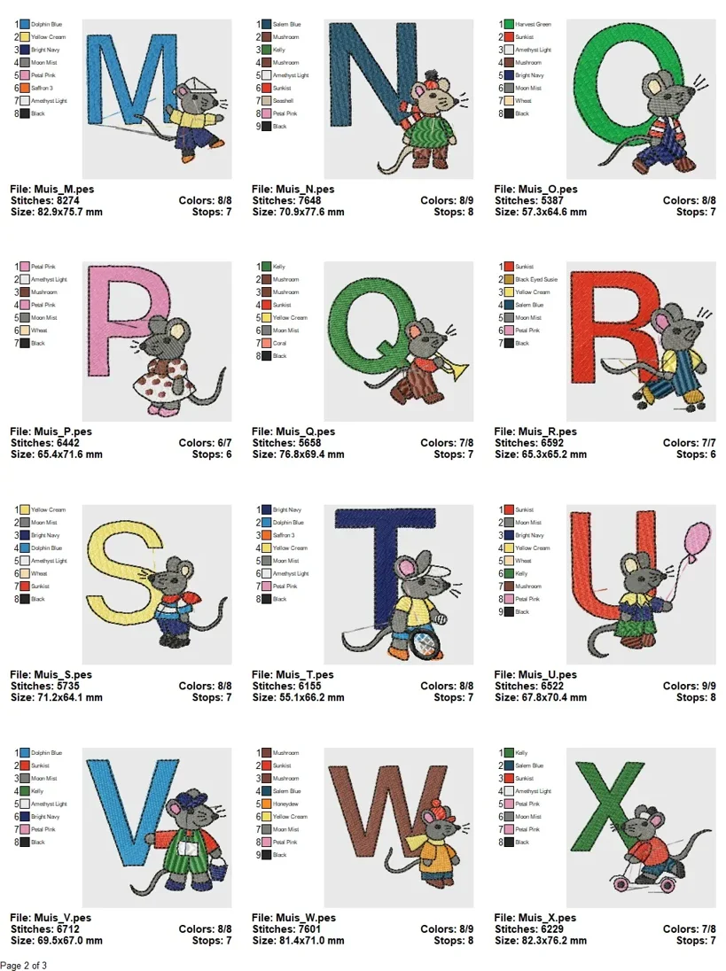 Playful Mice Alphabet Embroidery Set - Image 3