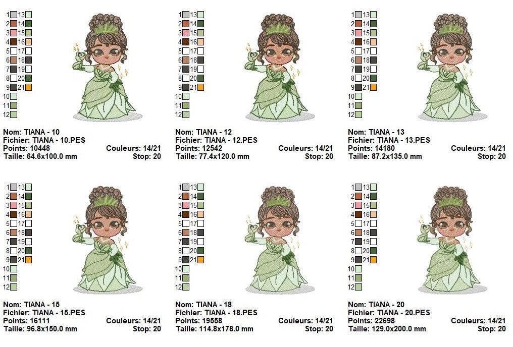 Princess Embroidery Designs Pack: Bella, Snow White, Cinderella, Jasmine & Tiana - Image 4