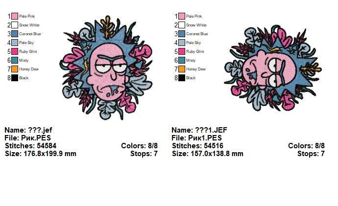 Rick and Morty Embroidery Design – 2 Sizes - Image 2