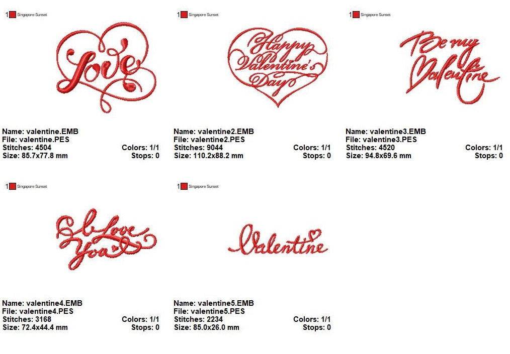 Romantic Valentine Embroidery Design Pack - 5 Elegant Designs - Image 2