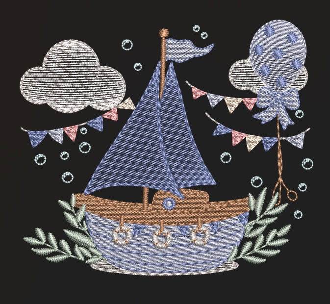 Sailboat embroidery design charming scene  – 7 Sizes - Image 3