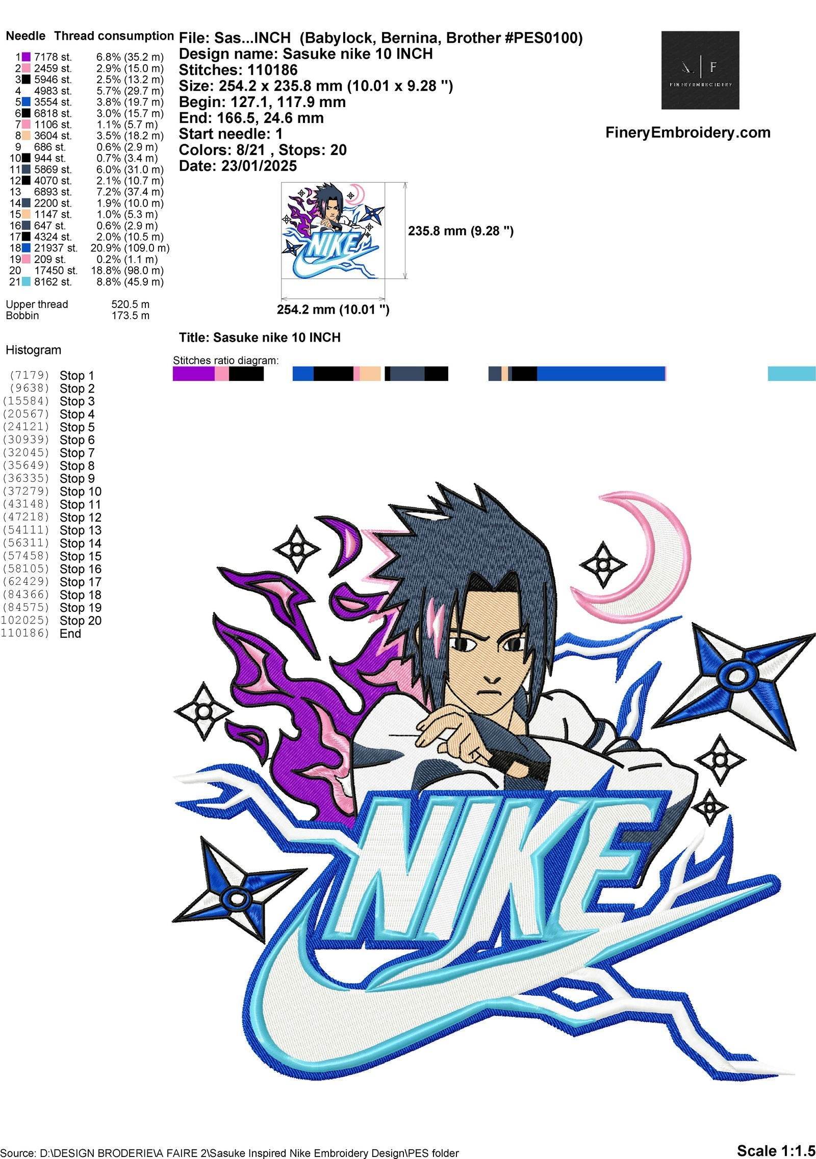 Sasuke-Inspired Nike Embroidery Design - Image 3