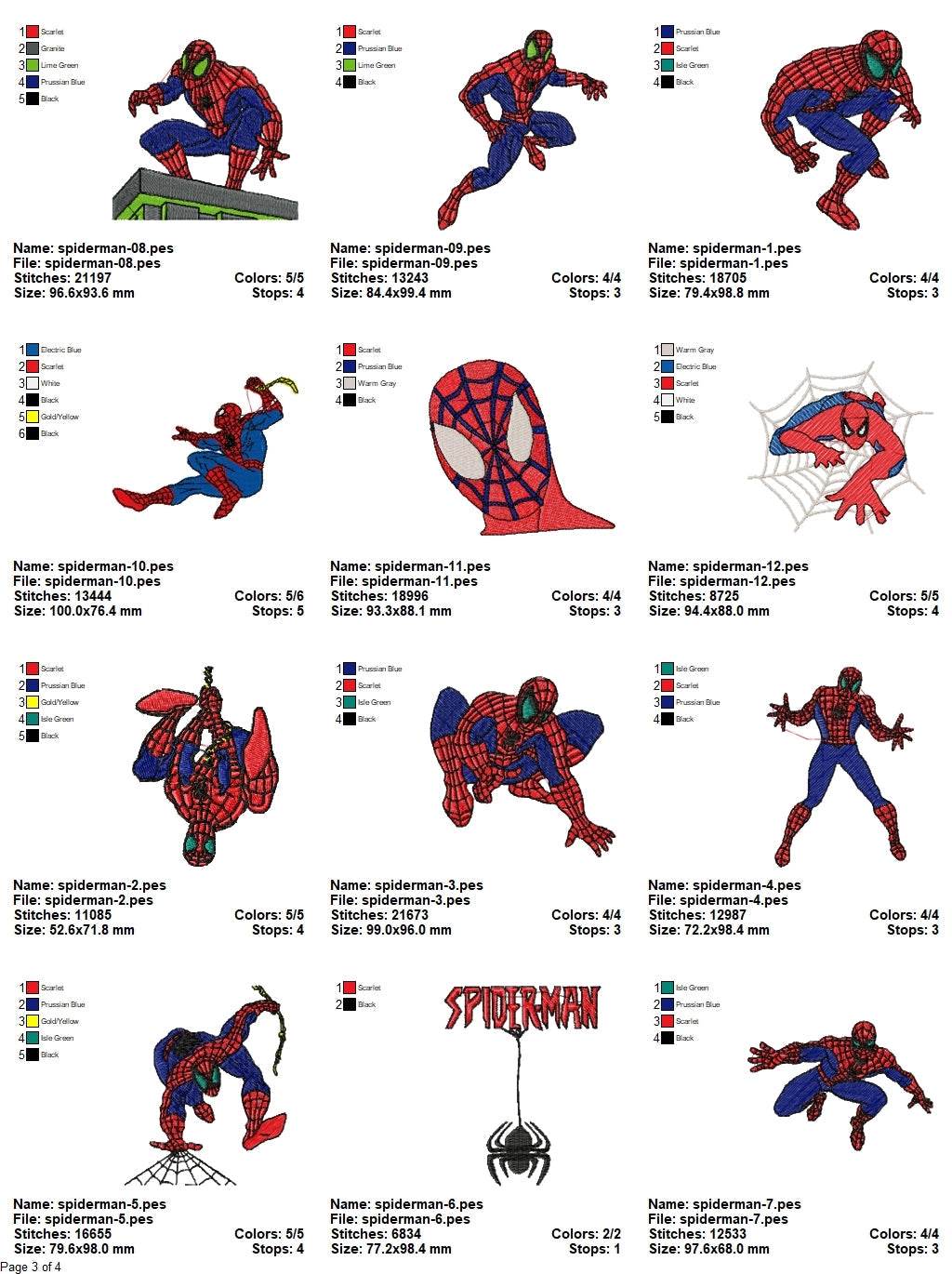Spiderman Pack of 37 designs - Embroidery Design - Image 4