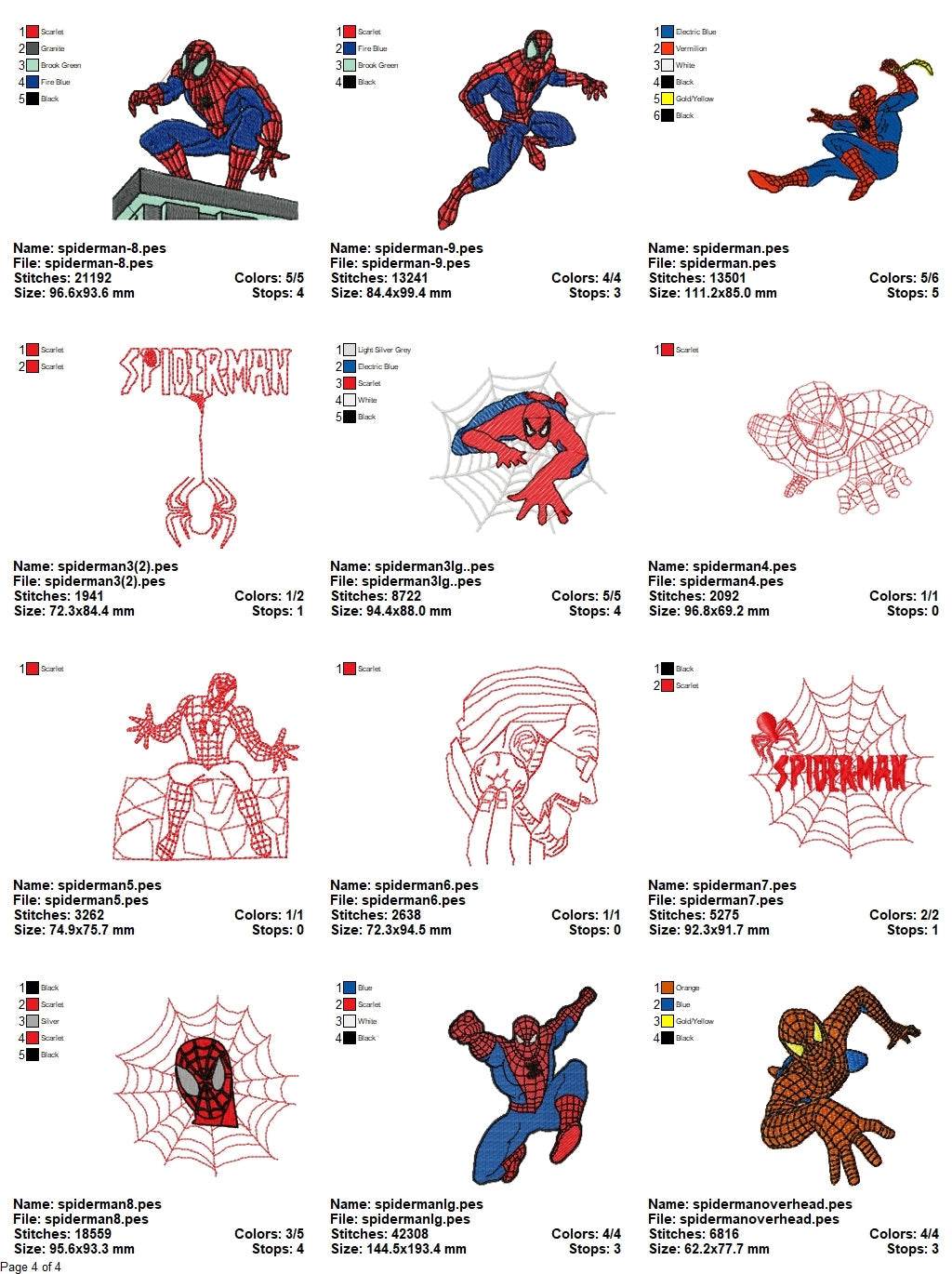 Spiderman Pack of 37 designs - Embroidery Design - Image 5