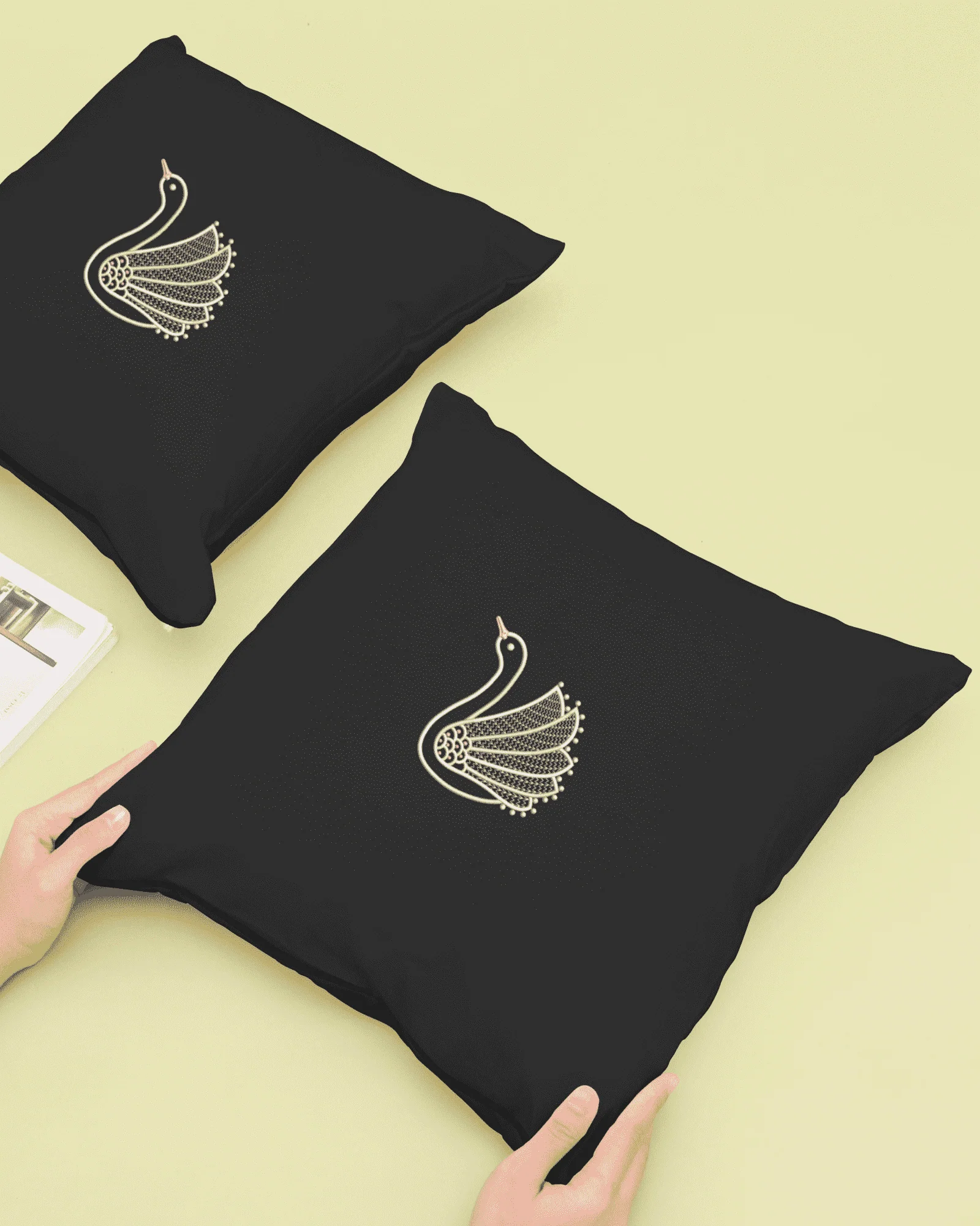Swan Serenity 3: Exquisite White Embroidery Design - Image 2