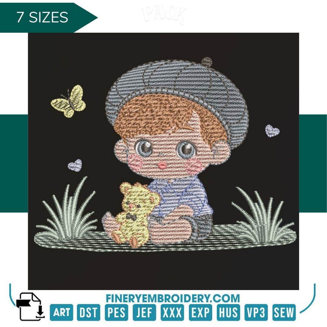 Sweet boy and teddy bear  – 7 Sizes