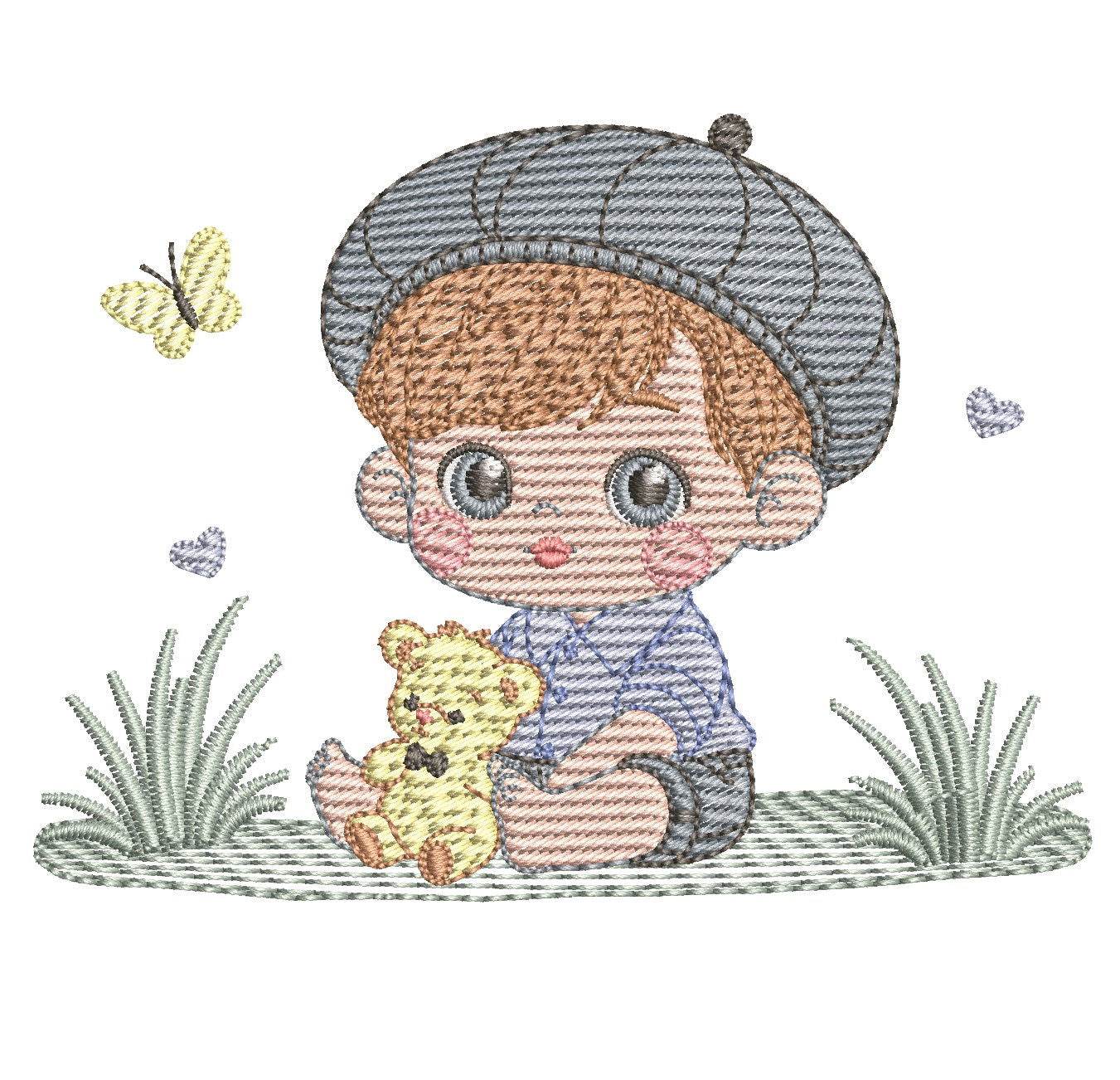 Sweet boy and teddy bear  – 7 Sizes - Image 2