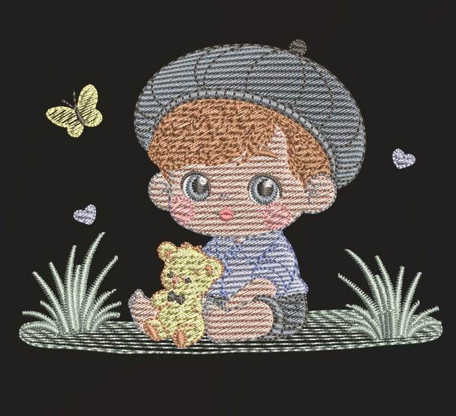 Sweet boy and teddy bear  – 7 Sizes - Image 3