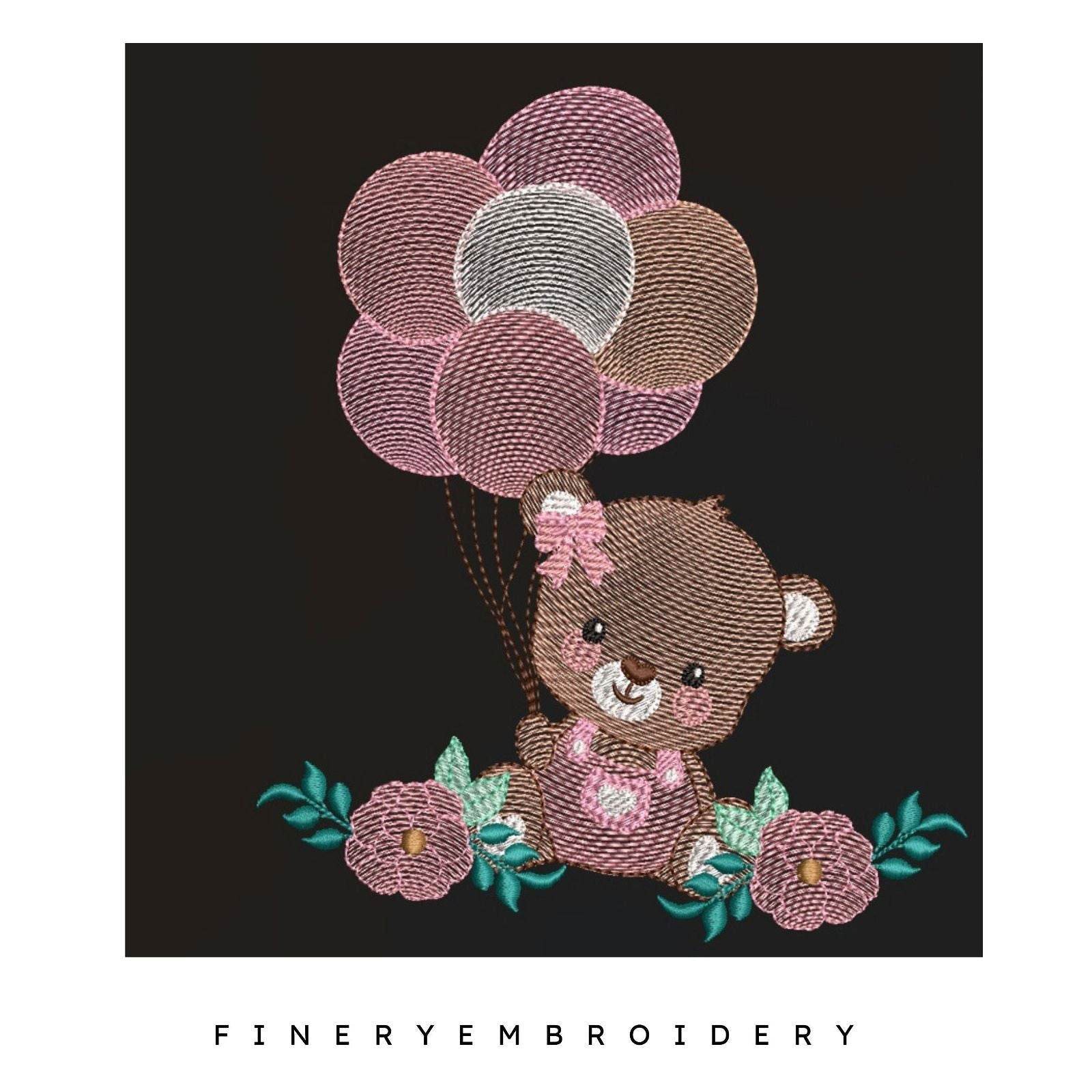 Teddy bear and balloons - Embroidery designs Pack - Image 2